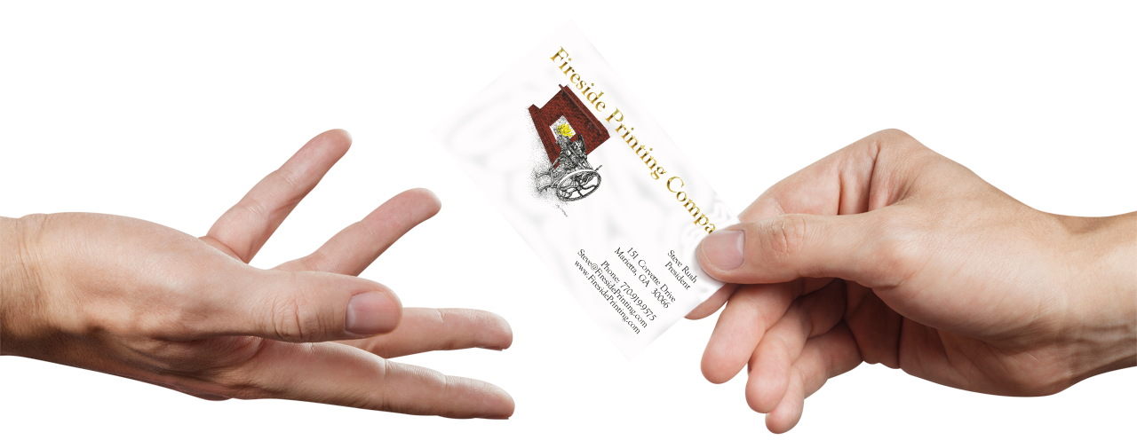 Two hands with business card